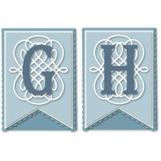 pennant flourish card letters g h