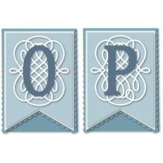 pennant flourish card letters o p