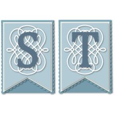 pennant flourish card letters s t