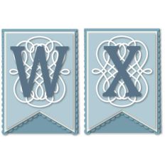 pennant flourish card letters w x