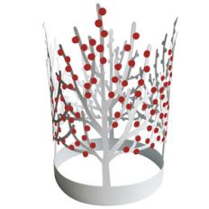 winter trees with berries lantern