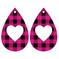 heart buffalo check earrings