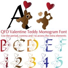 qfd valentine teddy monogram font