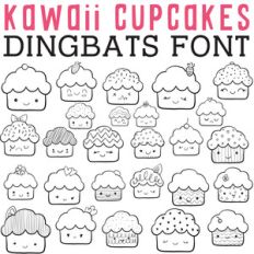 cg kawaii cupcakes dingbats