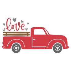red truck love hearts