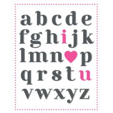 i heart you alphabet print