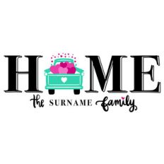home heart truck family sign