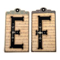 initial e f stitched pocket tag or card