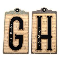 initial g h stitched pocket tag or card