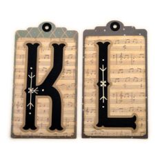 initial k l stitched pocket tag or card