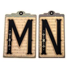 initial m n stitched pocket tag or card