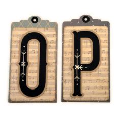 initial o p stitched pocket tag or card