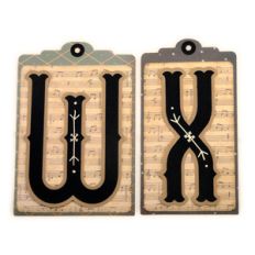 initial w x stitched pocket tag or card