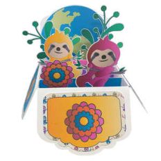 5x7 sloth pop up card in a box