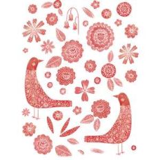scandinavian bird and flower stickers