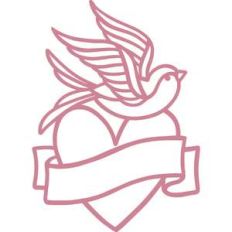 bird with ribbon banner on heart