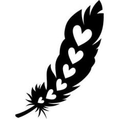 feather with hearts