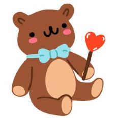 kawaii teddy bear with heart lollipop