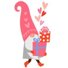 gnome with valentine's day gifts
