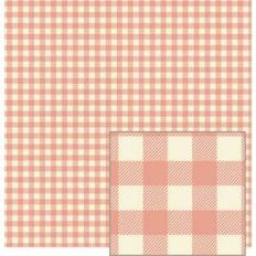 peach and cream woven plaid-look pattern