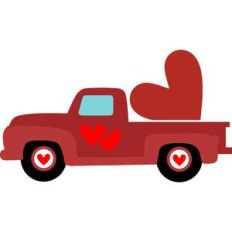red truck and heart