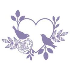 love birds in floral heart frame