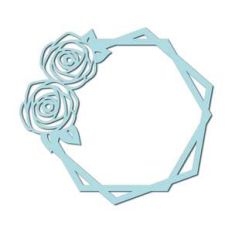 roses outline hexagon frame