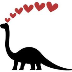 brontosaurus silhouette and hearts