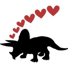 triceratops dinosaur and hearts
