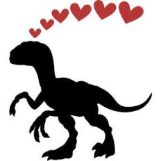 velociraptor dinosaur and hearts