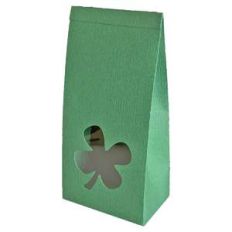 self standing bag with four leaf clover window