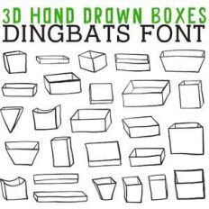 cg 3d hand drawn boxes dingbats