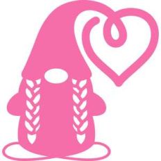 gnome with braids and heart hat