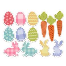 eggs, bunny, carrot stickers