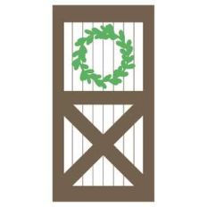 barn door with wreath