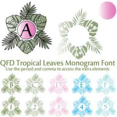 qfd tropical leaves monogram font
