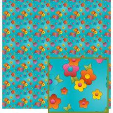 colorful flowers on aqua pattern