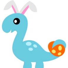 brontosaurus bunny ears and easter egg