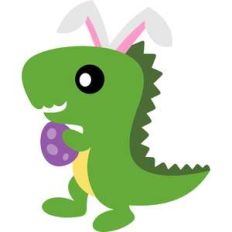 t-rex bunny ears and easter egg