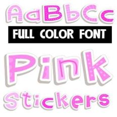 pink sticker color font
