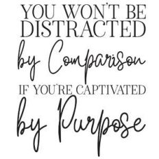 you won't be distracted by comparison quote