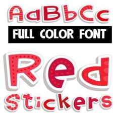 red stickers color font