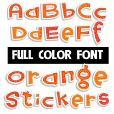 orange stickers color font