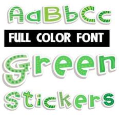 green stickers color font