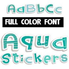 aqua stickers color font
