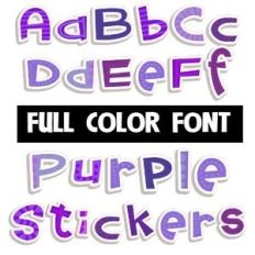 purple stickers color font