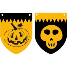 pumpkin and skull banner flags