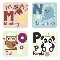 animal alphabet cards m to p