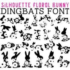 cg silhouette floral bunnies dingbats