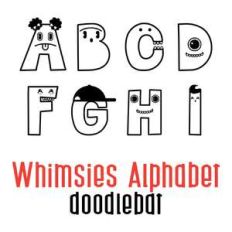 whimsies alphabet monogram doodlebat